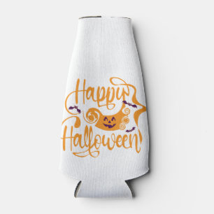 Happy Halloween bats jack o lantern Bottle Cooler