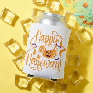 Happy Halloween bats  jack o lantern Can Cooler