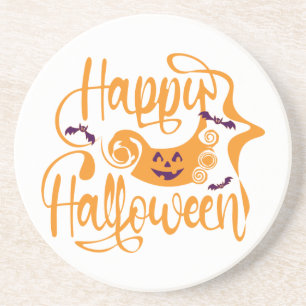 Happy Halloween bats  jack o lantern Coaster
