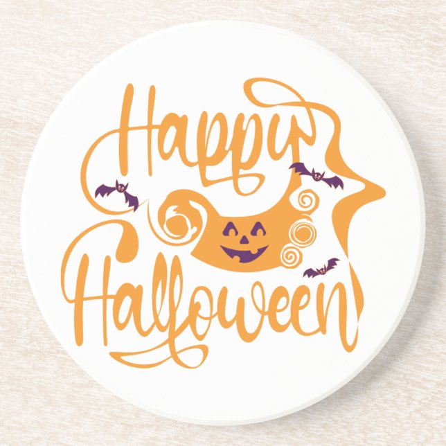 Happy Halloween bats  jack o lantern Coaster (Front)