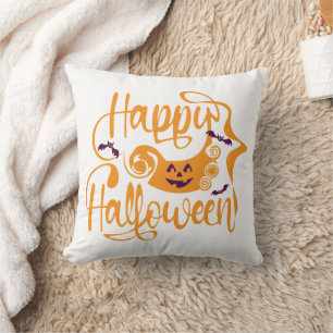 Happy Halloween bats jack o lantern Cushion