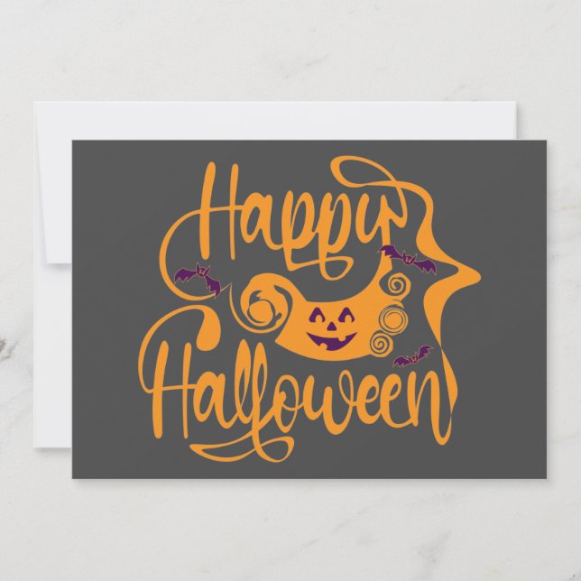 Happy Halloween bats  jack o lantern Invitation (Front)