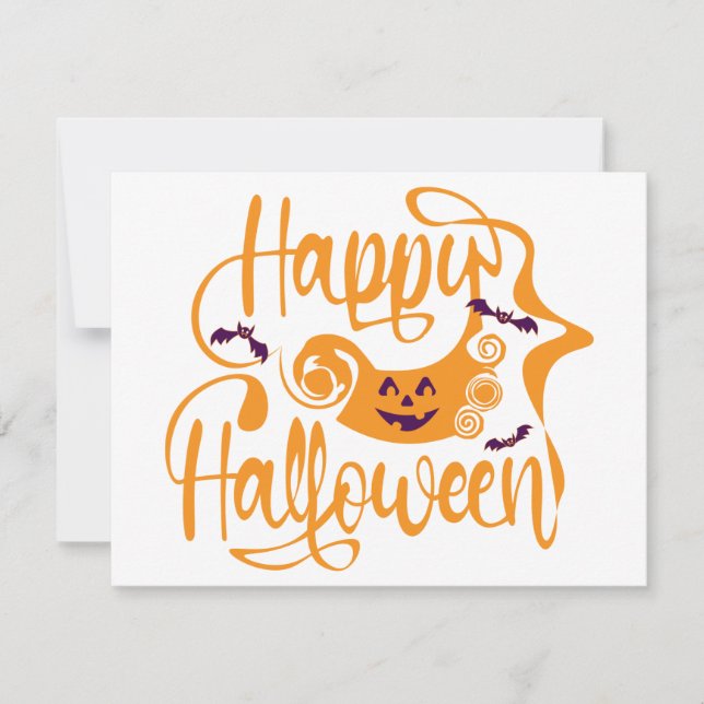 Happy Halloween bats  jack o lantern Invitation (Front)