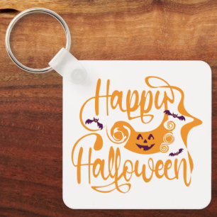 Happy Halloween bats  jack o lantern Key Ring