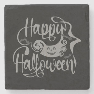 Happy Halloween bats  jack o lantern Stone Coaster