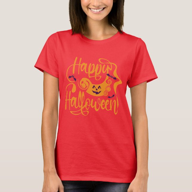 Happy Halloween bats  jack o lantern T-Shirt (Front)