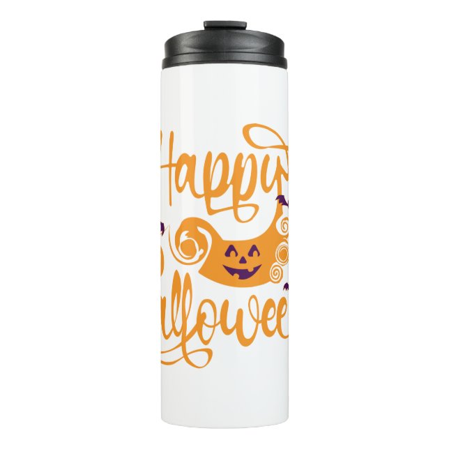 Happy Halloween bats  jack o lantern Thermal Tumbler (Front)