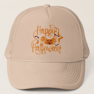 Happy Halloween bats jack o lantern Trucker Hat