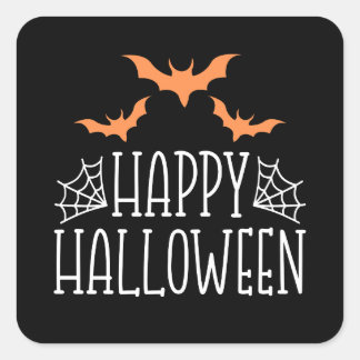 Happy Halloween Bats Square Sticker