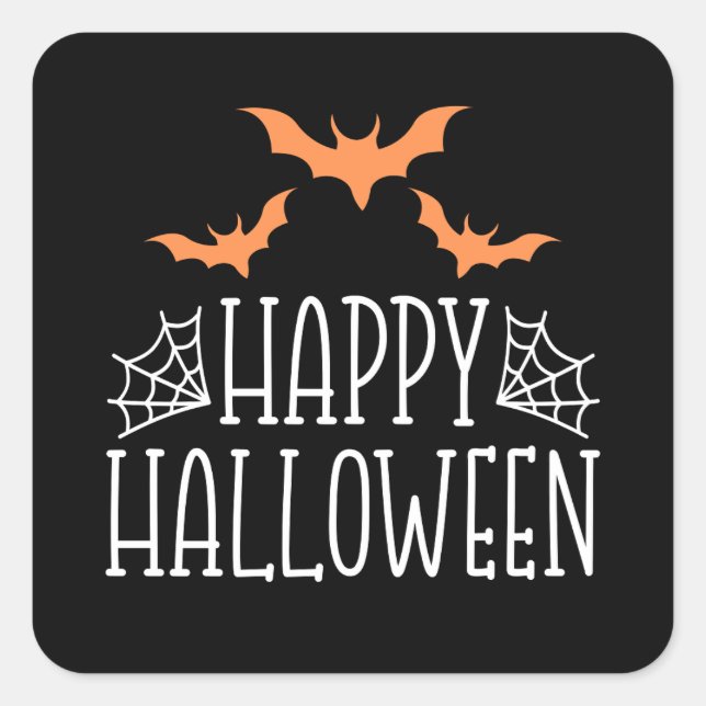 Happy Halloween Bats Square Sticker (Front)