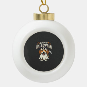Happy Halloween Beagle Dog Design_1 Ceramic Ball Christmas Ornament