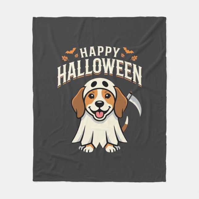 Happy Halloween Beagle Dog Design_1 Fleece Blanket (Front)