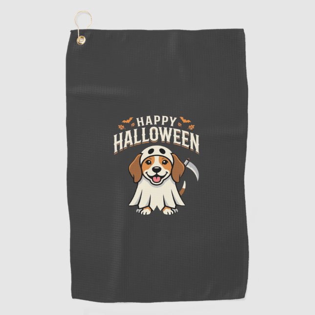 Happy Halloween Beagle Dog Design_1 Golf Towel (Front)