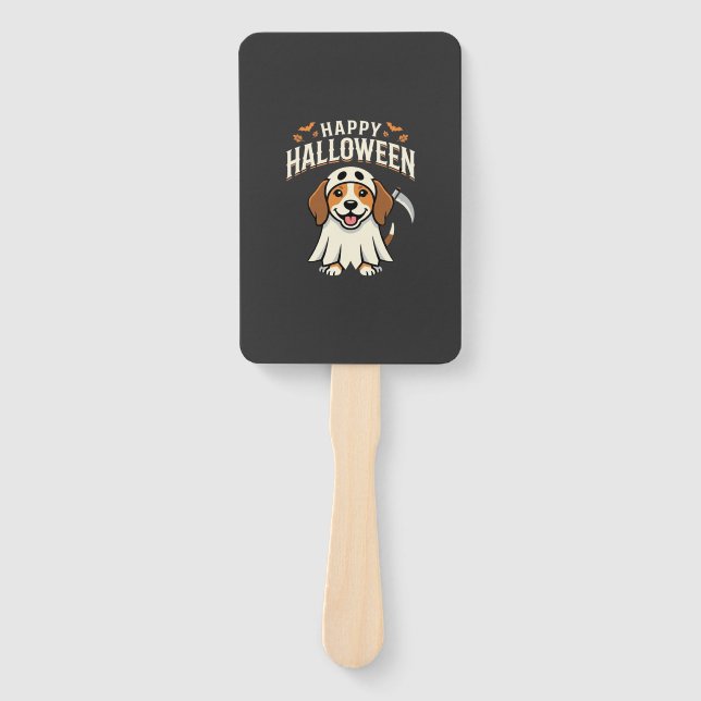 Happy Halloween Beagle Dog Design_1 Hand Fan (Front)