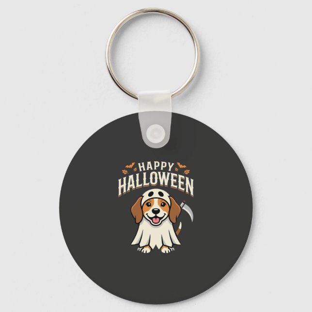 Happy Halloween Beagle Dog Design_1 Key Ring (Front)