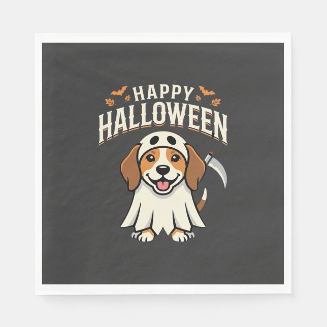 Happy Halloween Beagle Dog Design_1 Napkin (Front)