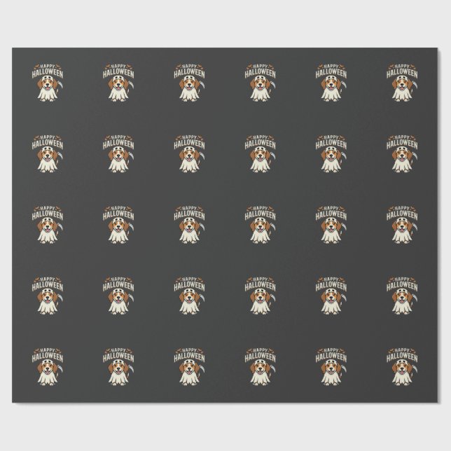 Happy Halloween Beagle Dog Design_1 Wrapping Paper (Flat)