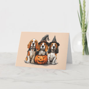Happy Halloween Beagle Dogs Jack O Lantern Card