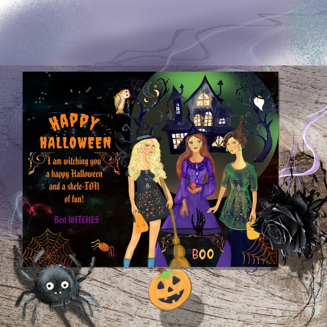 Happy Halloween Best Witches Holiday Postcard (Happy Halloween Best Witches Holiday Postcard)