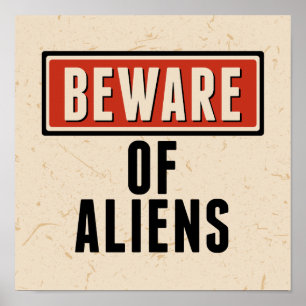 Happy Halloween Beware of Aliens Poster