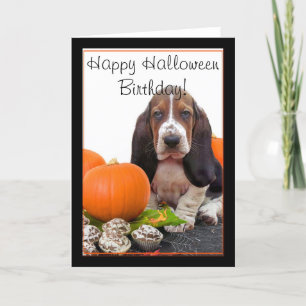 Happy Halloween Birthday Basset Hound card