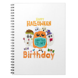 Happy Halloween Birthday  Born On October Hallowee Notebook
