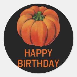 Happy Halloween Birthday with Pumpkin Classic Round Sticker