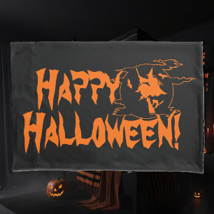 Happy Halloween black and orange pillow case