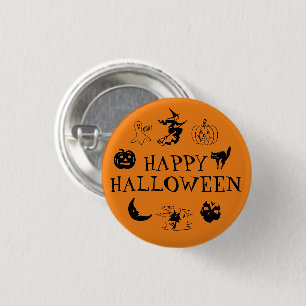 Happy Halloween black and orange spooky costume 3 Cm Round Badge