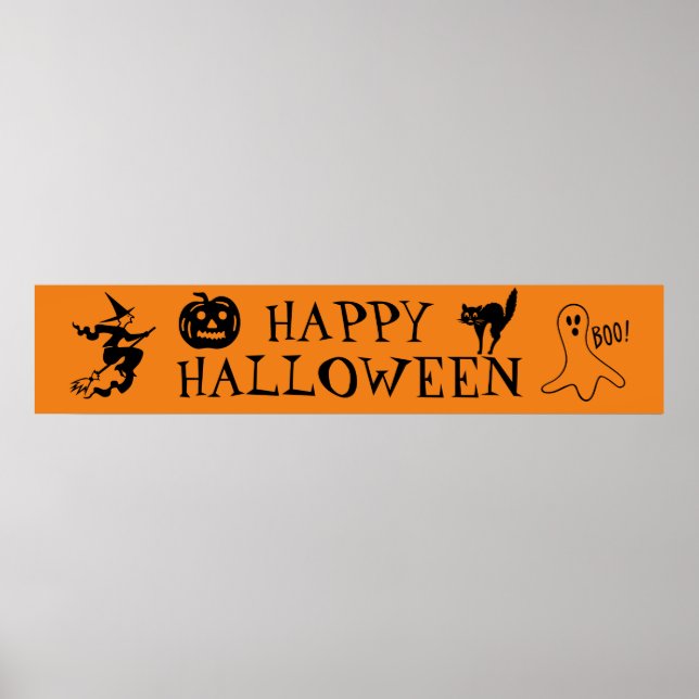 Happy Halloween black and orange spooky Poster (Front)