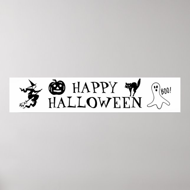 Happy Halloween black and white spooky Poster (Front)
