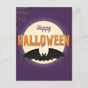 Happy Halloween Black Bat Postcard