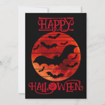 Happy Halloween Black Bats Moon Oranges