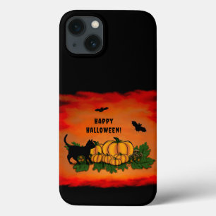 Happy Halloween , Black Cat , Bat and Pumpkin iPhone 13 Case
