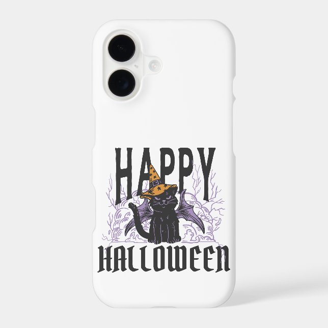 HAPPY HALLOWEEN BLACK CAT BAT WINGS  iPhone CASE (Back)