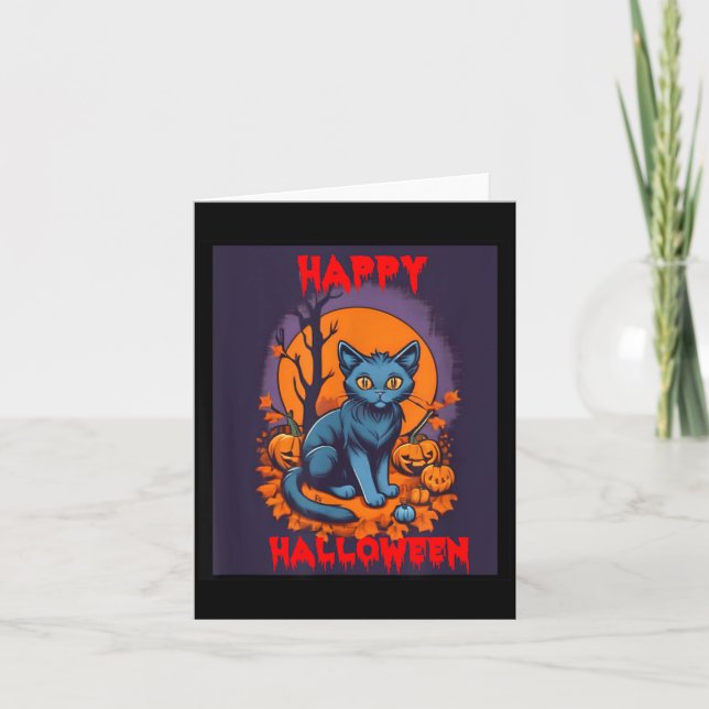 Happy Halloween Black Cat Card (Front)