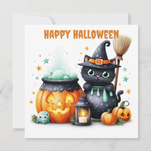 Happy Halloween Black Cat Card