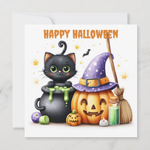 Happy Halloween Black Cat Card