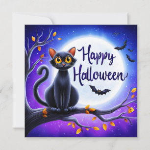 Happy Halloween Black Cat Card