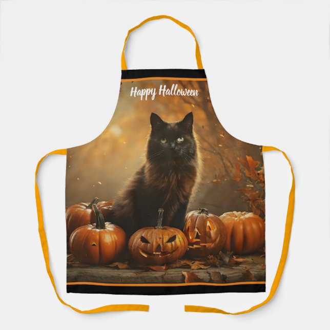 Happy Halloween Black Cat Collection Apron (Front)