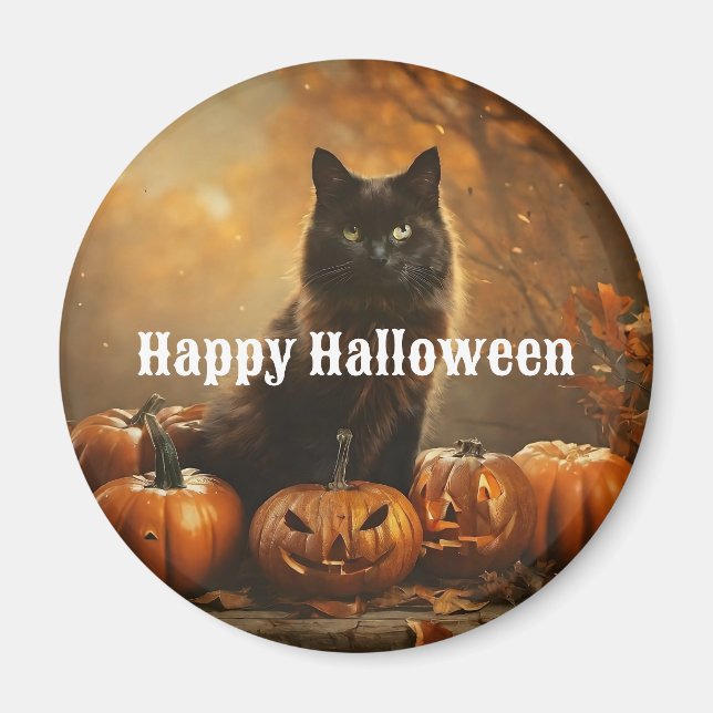 Happy Halloween Black Cat Collection Magnet (Front)