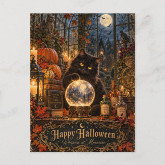 Happy Halloween – Black Cat Crystal Ball Postcard