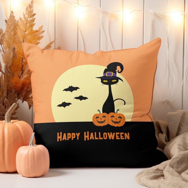 Happy Halloween Black Cat Cushion (Creator Uploaded)