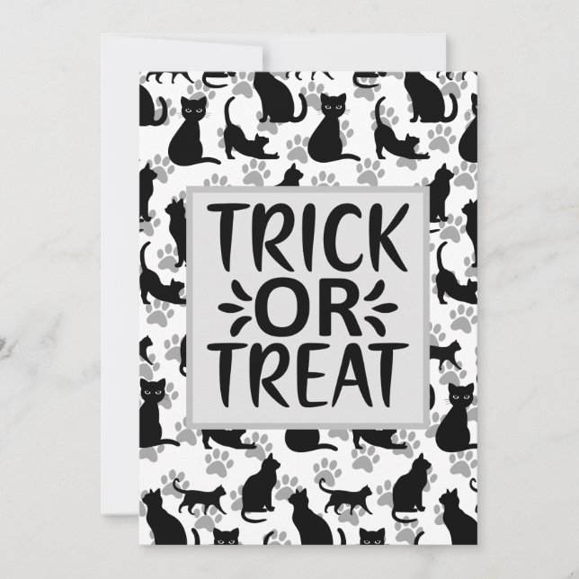 Happy Halloween Black Cat Customisable Card (Front)