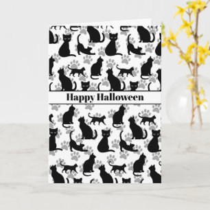 Happy Halloween Black Cat Customizable Card