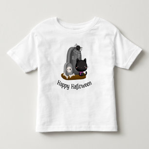Happy Halloween Black Cat, Head Stones Toddler T-Shirt