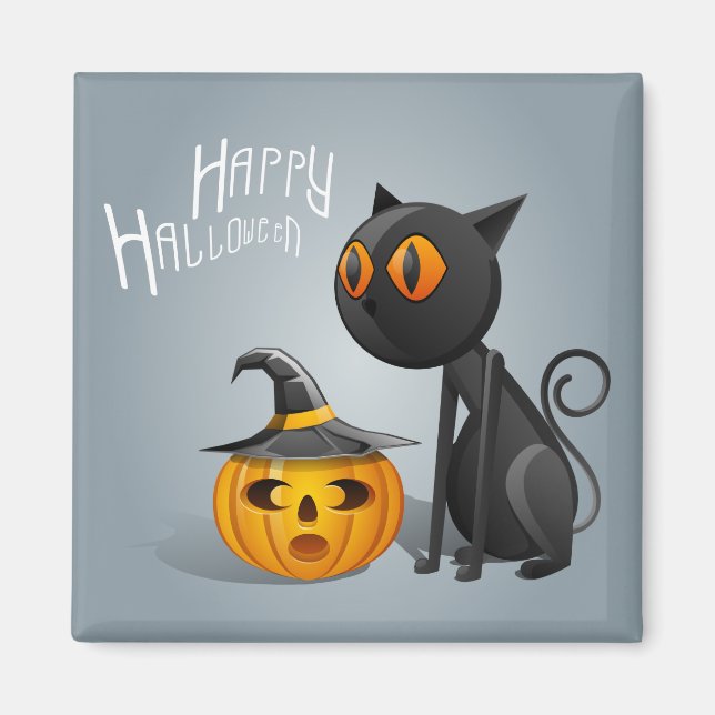 Happy Halloween Black Cat Magnet (Front)