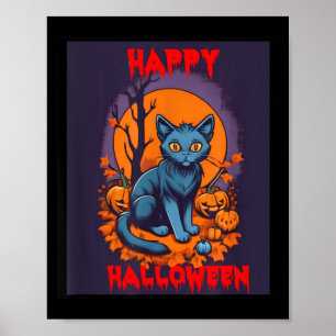 Happy Halloween Black Cat Poster