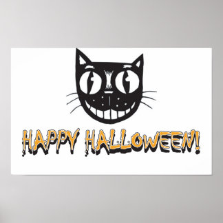 Happy Halloween Black Cat Poster