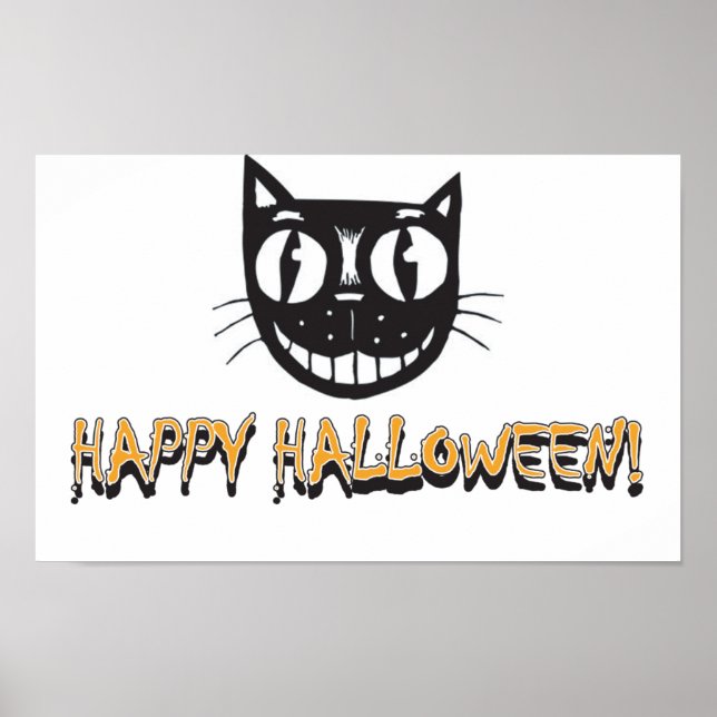 Happy Halloween Black Cat Poster (Front)